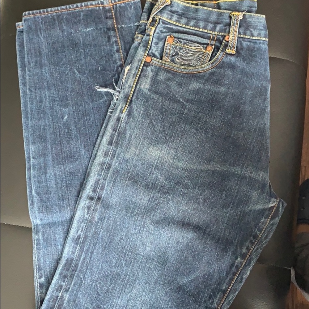 Embroidered Red Monkey Jeans